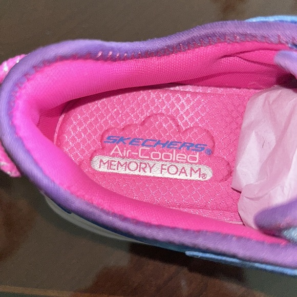 GIRLS' SKECHERS RAINBOW RACER LIGHT-UP WEDGE SNEAKERS NIB - Picture 7 of 8